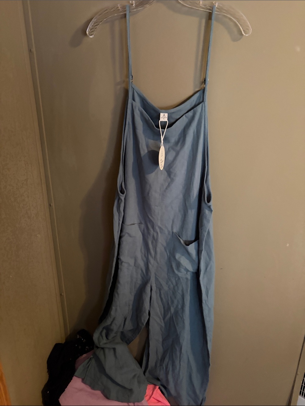 Light Blue Women's Wide-Leg Jumpsuit with Spaghetti Straps xl nwt